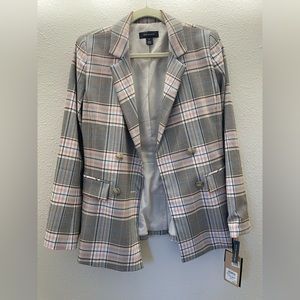 Halogen Checked Double Breast Blazer in Plaid